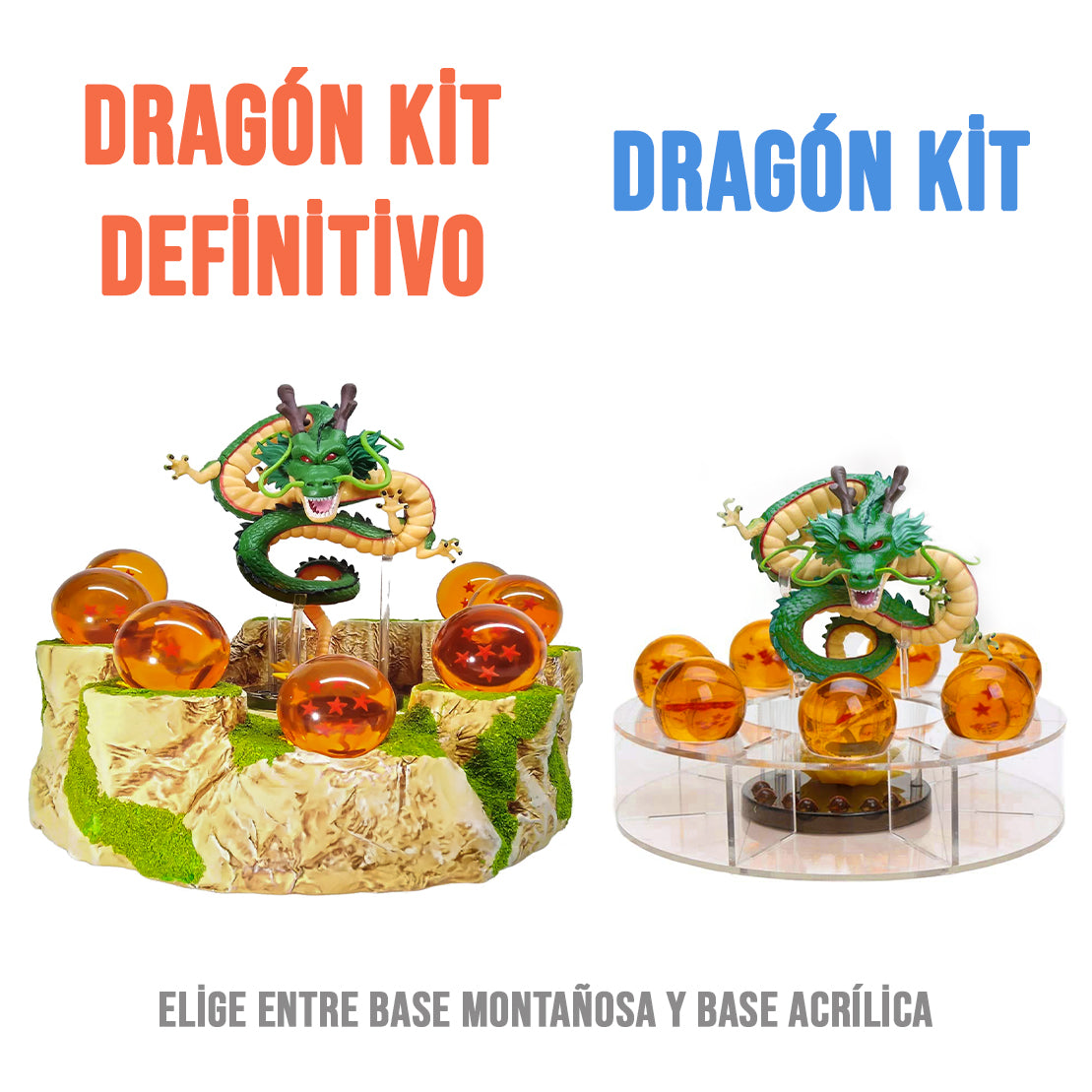 Kit coleccionable definitivo de dragón, base montañosa y esferas
